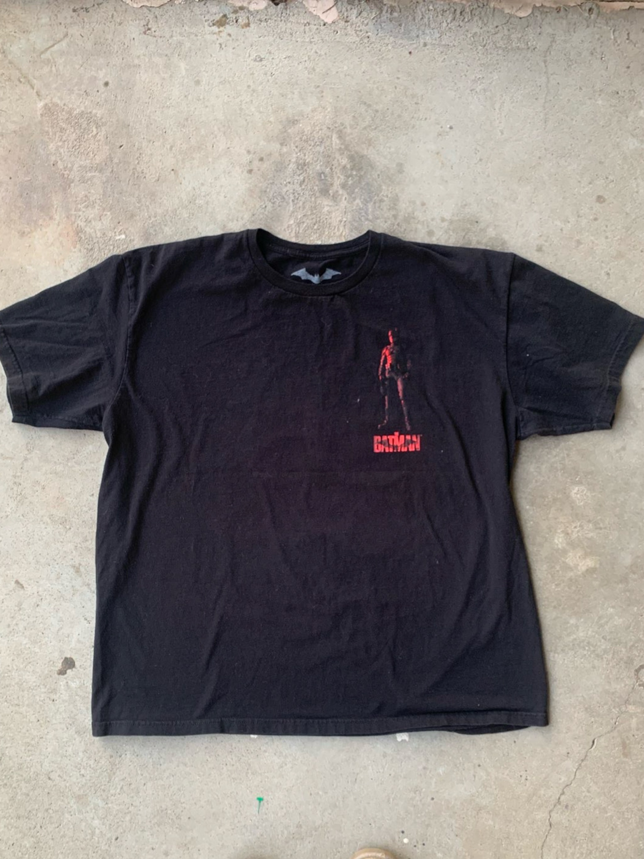Batman Black Shortsleeve Tee With Red Chest Graphic